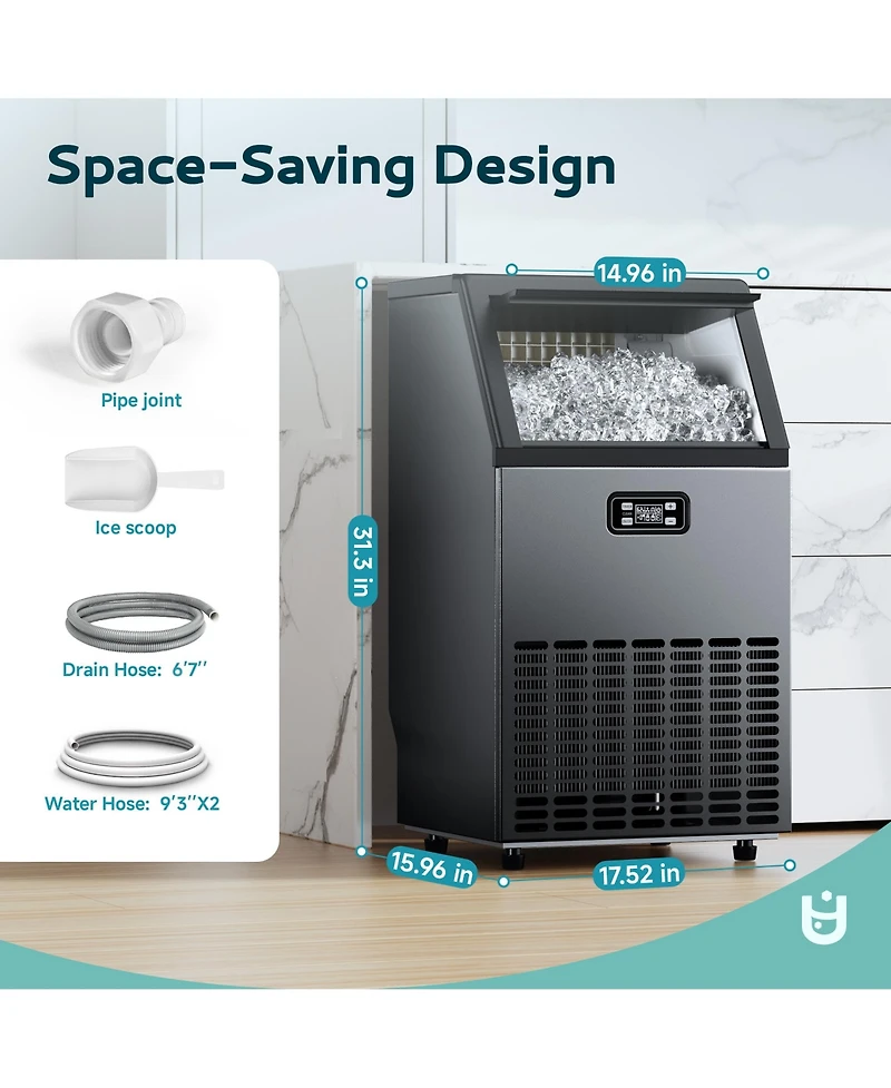 Euhomy Ice Storage 150-lb Ice Per day Freestanding Cubed Ice Maker