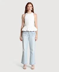 Avec Les Filles Women's Peplum Crewneck Tank Top