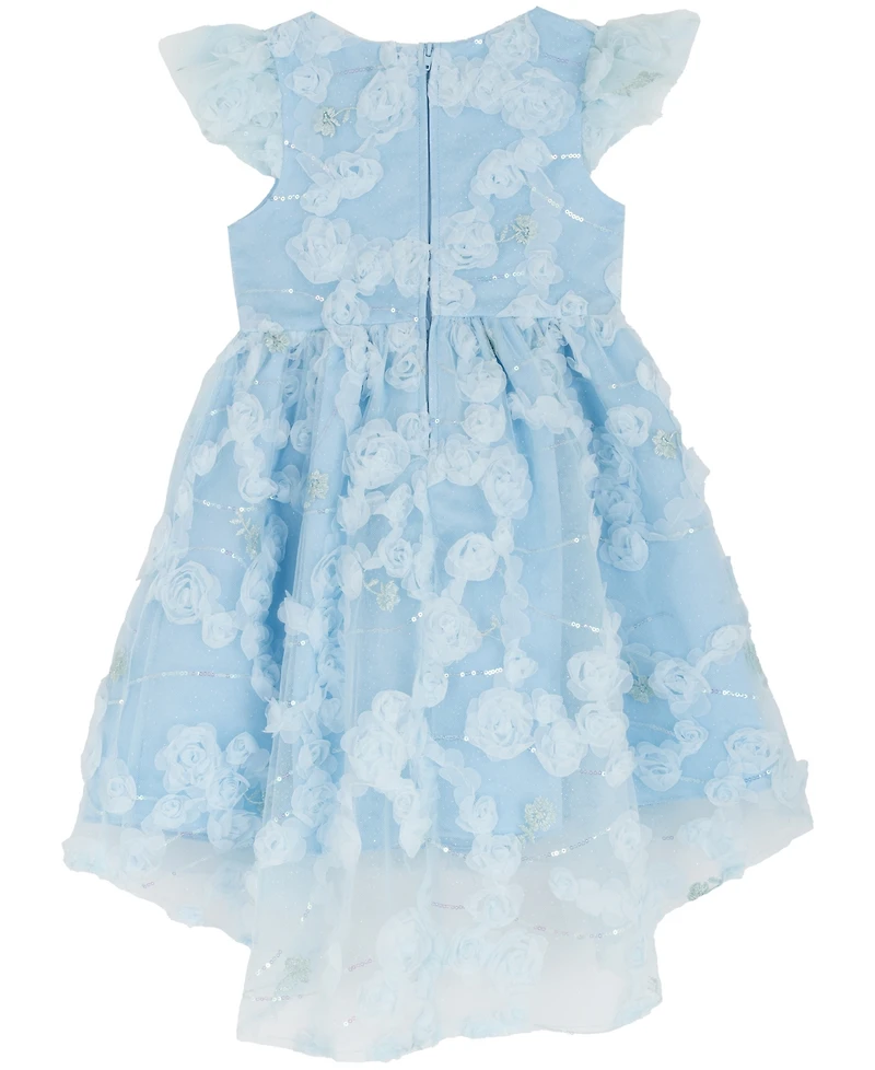 Rare Editions Girls' 2T-6X Rose Soutache Flutter Sleeve Dress