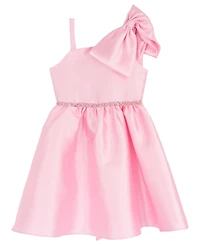 Rare Editions Girls' 7-16 Mikado Asymmetrical Bow Shoulder Dress