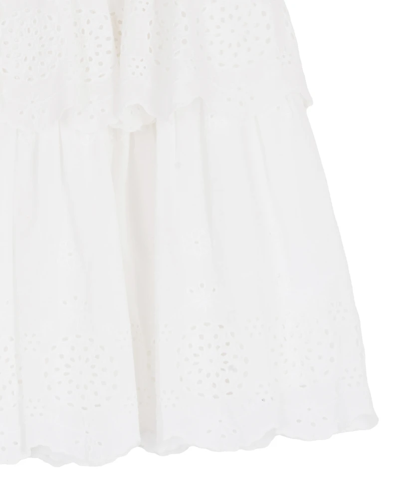 Rare Editions Girls' 7-16 Eyelet Flutter Sleeve Square Neck Dress
