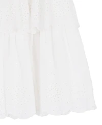 Rare Editions Girls' 7-16 Eyelet Flutter Sleeve Square Neck Dress