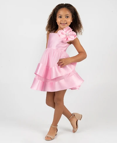 Rare Editions Girls' 2T-6X Mikado Sleeveless Mesh Skirt Dress