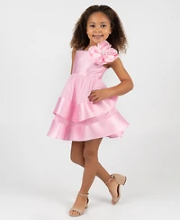 Rare Editions Girls' 2T-6X Mikado Sleeveless Mesh Skirt Dress