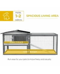 Pawhut Wooden Small Animal House Rabbit Hutch Bunny Cage w/ Backyard Run Ramp