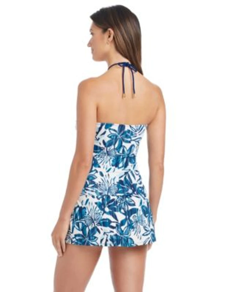 Draft Bleu By Rod Beattie Womens Bandeau Neck Tankini Top High Waist Swim Skirt