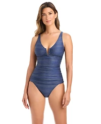 Bleu by Rod Beattie Women's Shimmer V-Neck Tankini Top