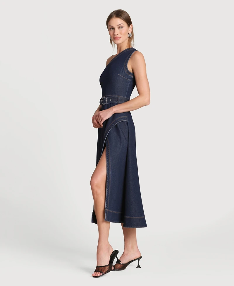 Avec Les Filles Women's One Shoulder Midi Dress