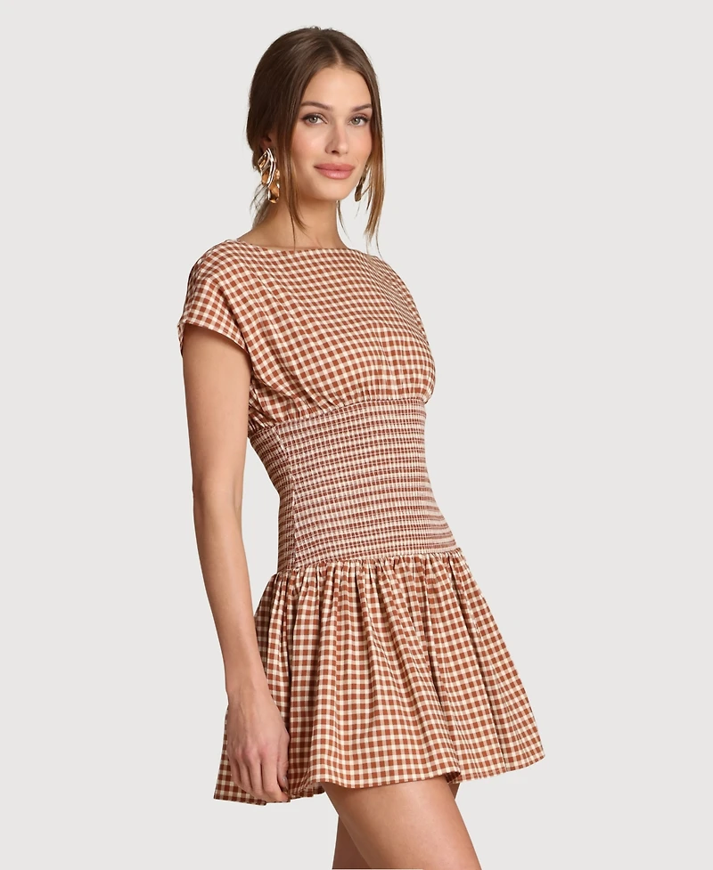 Avec Les Filles Women's Boat Neck Mini Dress