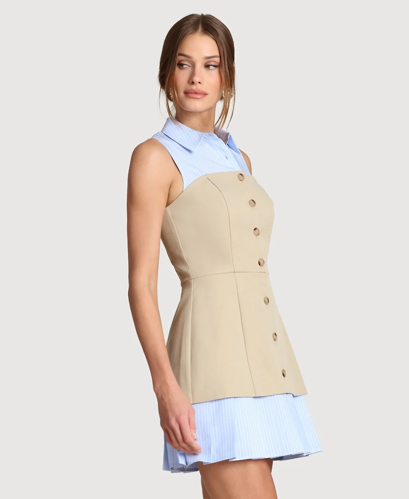 Avec Les Filles Women's Collared Neck Short Dress