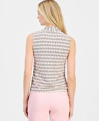 Anne Klein Women's Triple-Pleat V-Neck Sleeveless Top