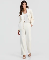 Anne Klein Women's Structured Stretch Pull-On Mid-Rise Wide-Pants, Regular & Petite
