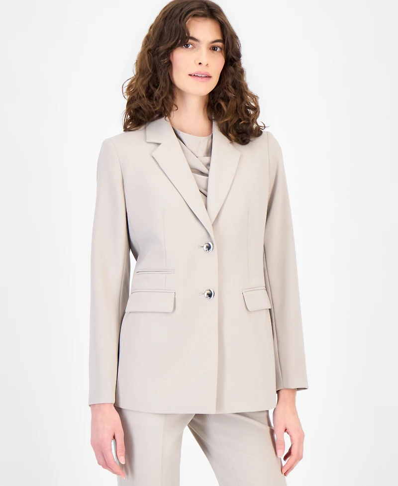 Anne Klein Women's Two-Button Structured Stretch Blazer, Regular & Petite