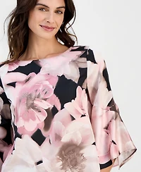Anne Klein Women's Floral-Printed Flare Sleeves Blouse