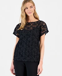 Anne Klein Women's Boat-Neck Ribbon-Soutache Top