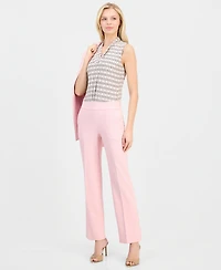 Anne Klein Women's Mid Rise Straight-Leg Pull-On Pants, Regular & Petite