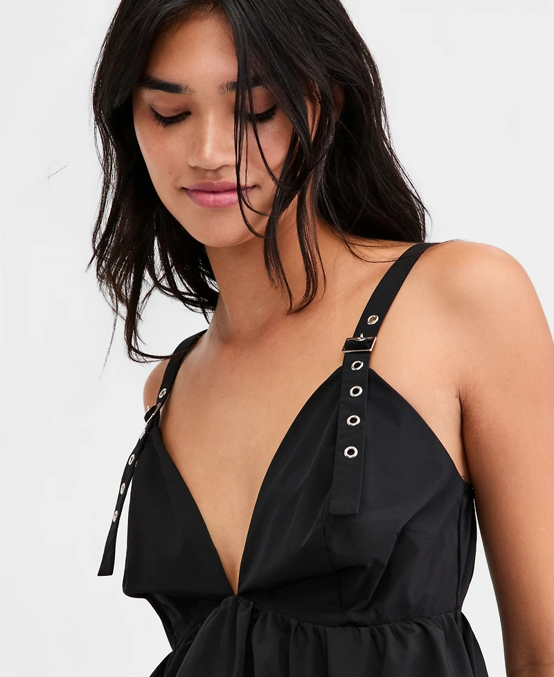 Bar Iii Women's Nylon Peplum Bubble Top, Macy's Exclusive