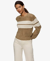 Sanctuary Petite Sporty Openwork Popover Crew neck Sweater