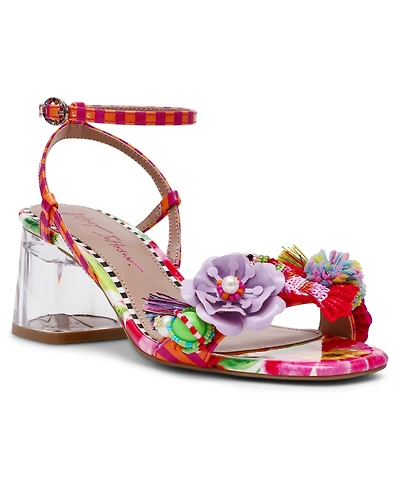 Betsey Johnson Women's Merrily Floral Low Block Heel Sandals
