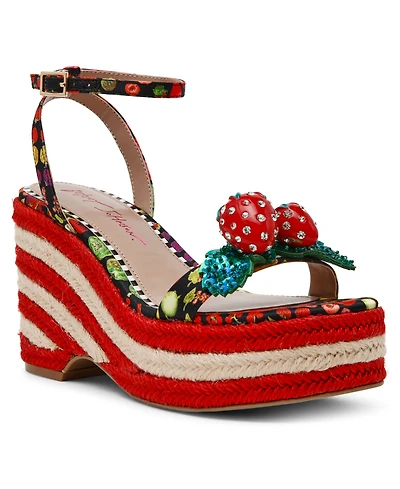 Betsey Johnson Women's Bobbie Round Toe Wedge Sandals