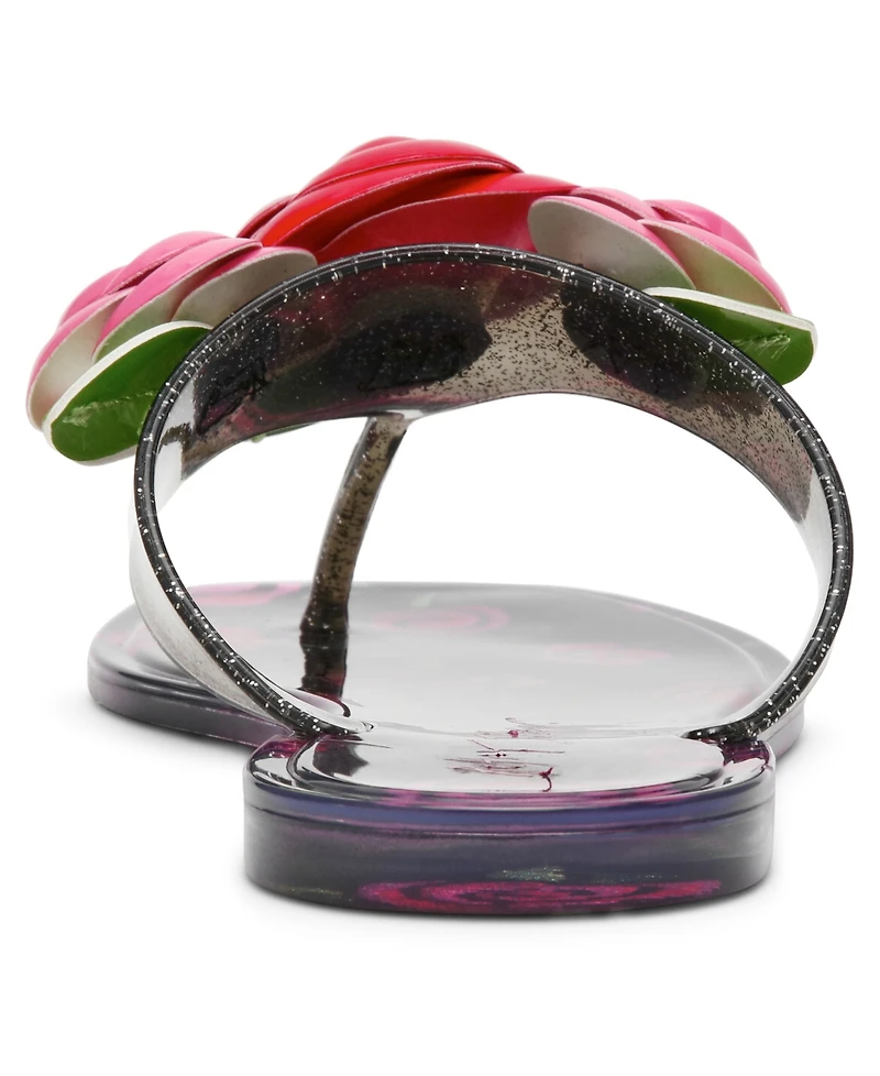 Betsey Johnson Women's Trenten Rose Jelly Square Toe Thong Sandals