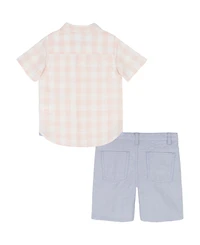 Tommy Hilfiger Boys' 2T-7 Button-Front Shirt and Shorts, 2-Piece Set