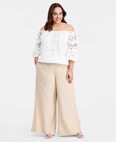 Vince Camuto Plus Mid-Rise Wide Leg Pants
