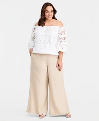 Vince Camuto Plus Mid-Rise Wide Leg Pants