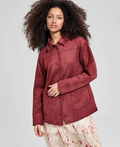 And Now This Women's Faux Suede Whipstitch Jacket, Macy's Exclusive