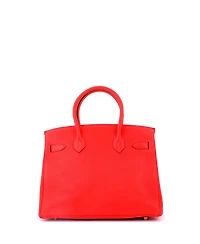 Pre-Owned HERMES Birkin 30 Handbag Red Clemence with Gold Hardware