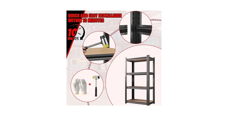 Adjustable Shelves Heavy Duty Storage Rack Shelving Unit Storage Shelf Steel Garage Utility Rack 4-Shelf