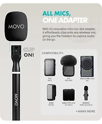Movo Wmx-HM2 Handheld Interview Mic Adapter for Wireless Microphones with 3 Color Windscreens