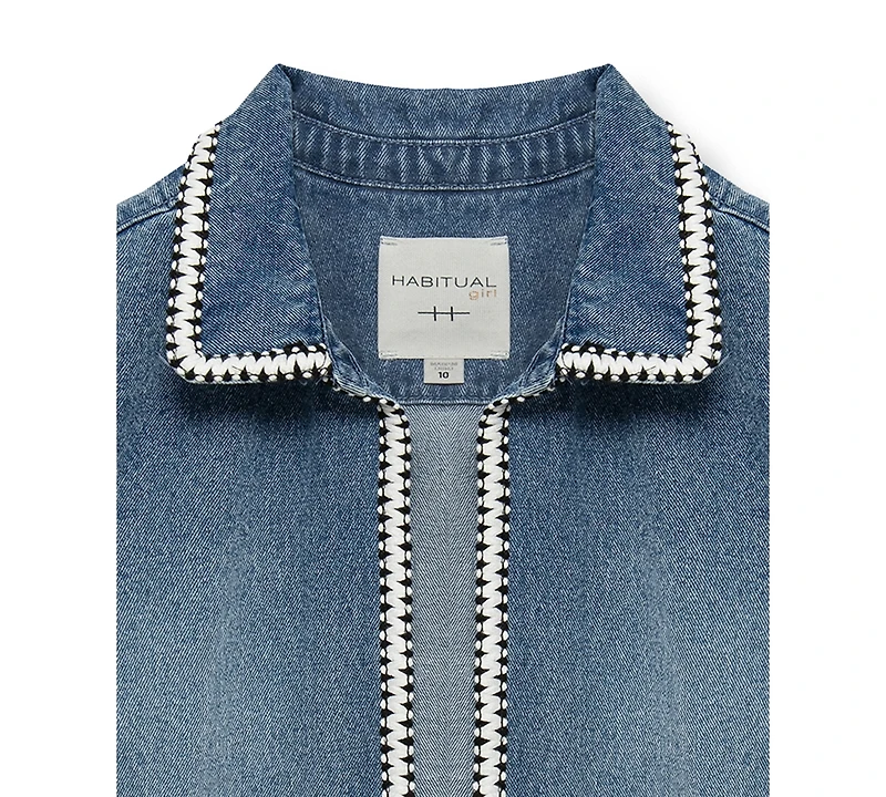 H by Habitual Girls' 7-16 Open Front Denim Jacket