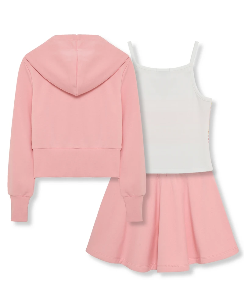 H by Habitual Girls' 7-16 Long-Sleeve Hoodie, Skort and Top, 3-Piece Set