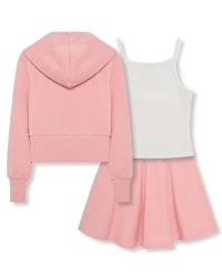 H by Habitual Girls' 7-16 Long-Sleeve Hoodie, Skort and Top, 3-Piece Set
