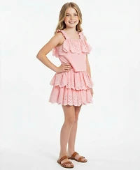 H by Habitual Girls' 7-16 Embroidered Eyelet Top and Skirt, 2-Piece Set