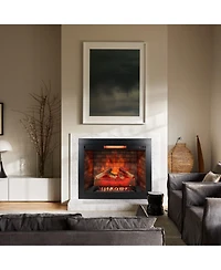 Clihome 33" Infrared Electric Fireplace with trim kit, touch panel, crackling sound, smokeless heat & stylish home decor.