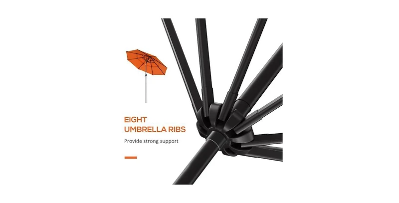 Flynama One Simple Deluxe 9ft Outdoor Market Table Patio Umbrella with Button Tilt, Crank and 8 Sturdy Ribs for Garden, Green