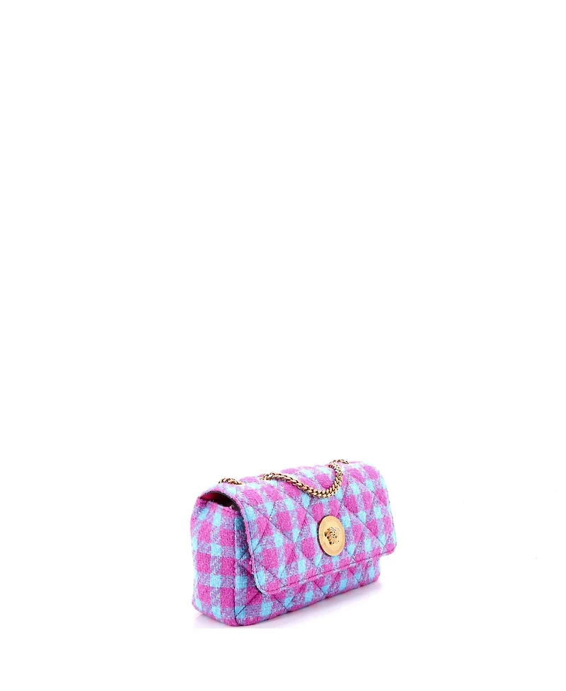 Pre-Owned Versace East West Medusa Icon Chain Flap Bag Quilted Tweed