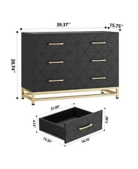 gaomon 6 Drawer Dresser for Bedroom, Tv Stand Chest of Drawers for Living Room, Hallway, Entryway