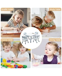 gaomon Adjustable Kids Table & 4 Ergonomic Chairs Set, Multi-Activity Graffiti Desktop, Non-Slip, Ages 2-8, Home, Preschool