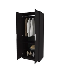 Fm Furniture Wardrobe Berlin, Two Doors, Hanging Rod, Two Shelves, Shoe Rack, Bedroom, Wengue