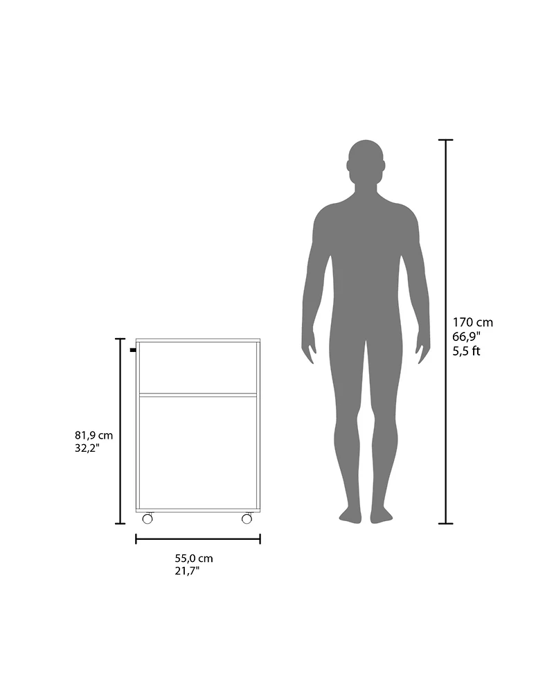 Fm Furniture Concho Rolling Storage Cart, Versatile Compact Design for Easy Bathroom and Home Organization