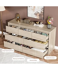 gaomon 7 Drawer Dresser for Bedroom, Wide Wood Chest of Drawers Handle Free
