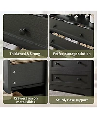 gaomon 5 Drawer Wooden Dressers for Bedroom with Led Lights & Charging Station