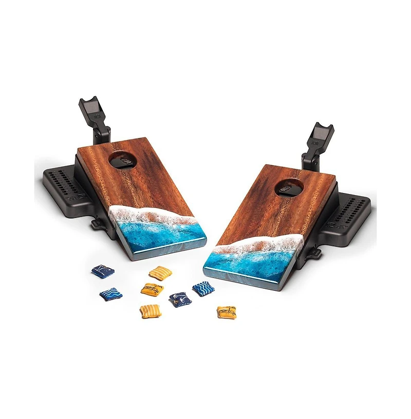 Elakai The Beach Epoxy Resin Double Chuck Art Mini Tabletop Cornhole Game