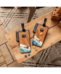 Elakai The Beach Epoxy Resin Double Chuck Art Mini Tabletop Cornhole Game