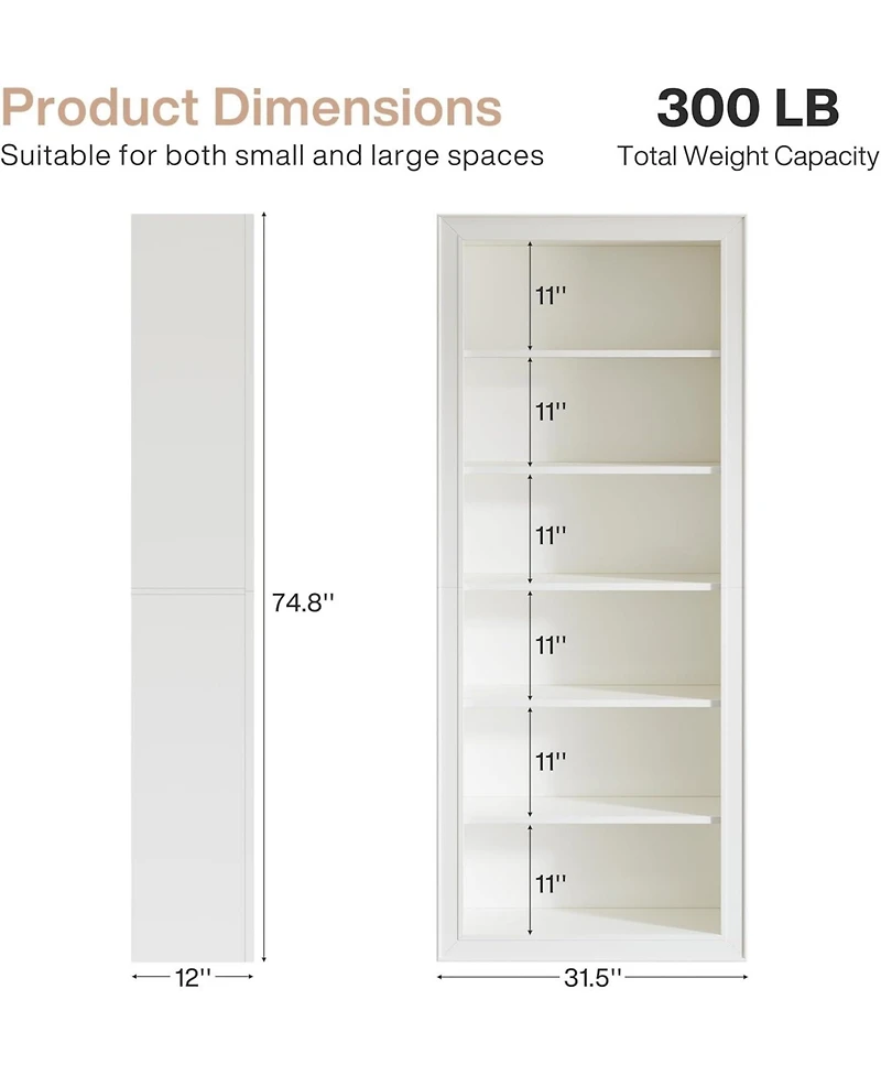 Tribesigns 75" Tall Bookcase, 6-Tier Modern Bookshelf Open Display Storage Shelves, Floor Standing Large Book Shelf