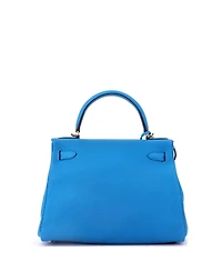 Pre-Owned HERMES Kelly Handbag Blue Togo with Gold Hardware