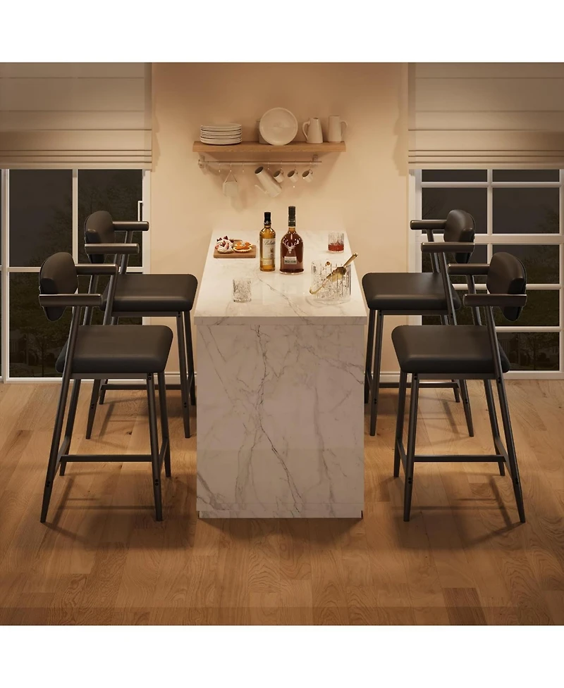 gaomon Bar Stools Set of 2, 26.5 in Upholstered Counter Height Bar Stools for 2 with Armrest, Wider Thickened Cushion, Bar Chairs with Backrest, Black